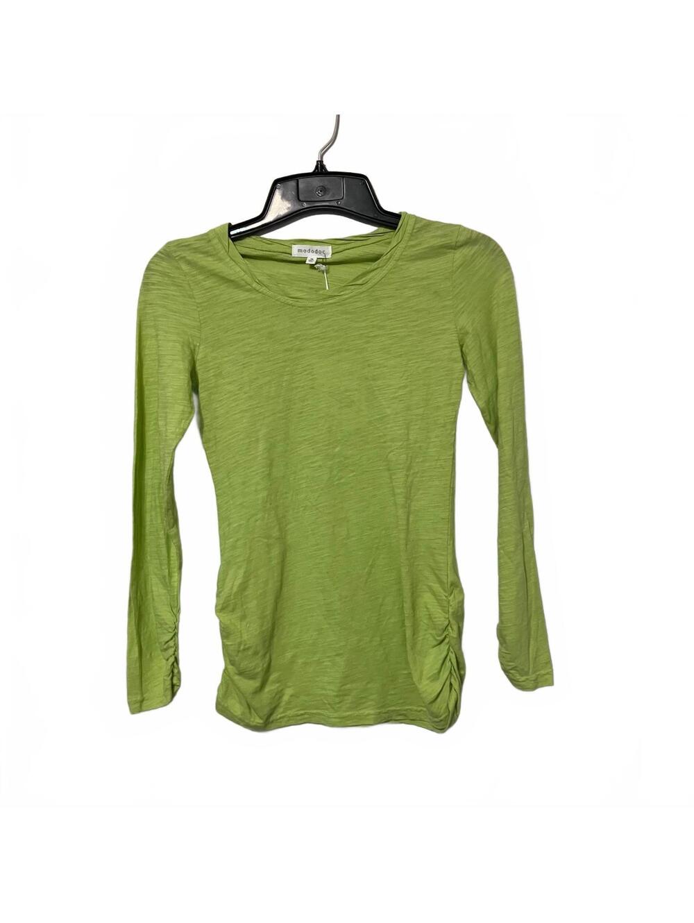 Mododoc Green Casual Ruched Side Downtown Girl Long Sleeve Shirt Women's XS-New
